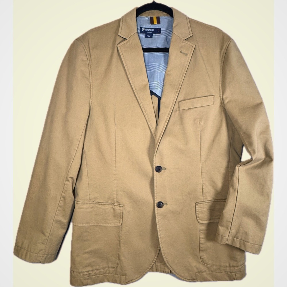 Cremieux Sport Coat Mens Medium Tan Cotton Twill Two Button Blazer